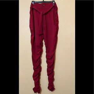 Plus Size Crepe Knit Stack Pants- Wine